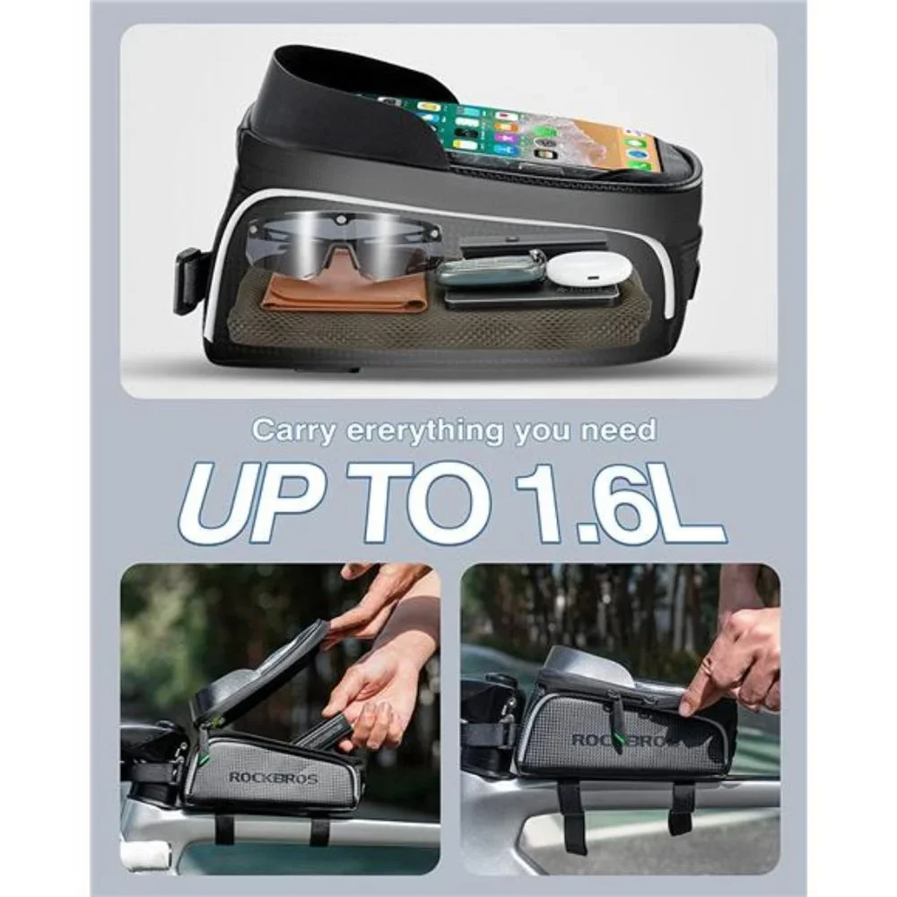 Waterproof Bike Phone Mount Top Tube Case Holder Accessories Cycling Pouch